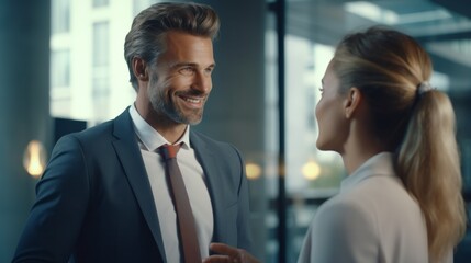 Engaging conversations in a professional setting a captivating encounter between two colleagues