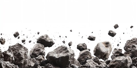 A rocky landscape with a lot of rocks scattered around. The rocks are of different sizes and shapes, and they are all piled up in various places. The scene gives off a sense of chaos and disorder