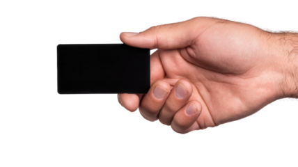 hand holding blank black card, showcasing minimalist design. card is rectangular and smooth, emphasizing simplicity and elegance