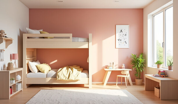 stylish children's room with a bunk bed