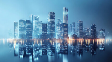 Futuristic business cityscape, high detail - cinematic lighting.