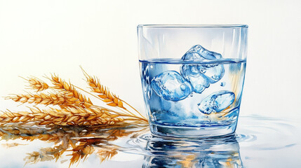 A refreshing glass of water with decorative elements for Kwanzaa, symbolizing hospitality and cultural significance.