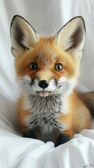 Obraz premium Adorable Realistic Red Fox Kit with Fluffy Fur