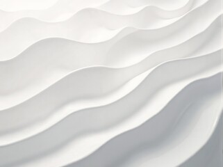 Fluid white abstract art featuring undulating wave patterns in a serene aesthetic, evoking calm and tranquility in a minimalist design