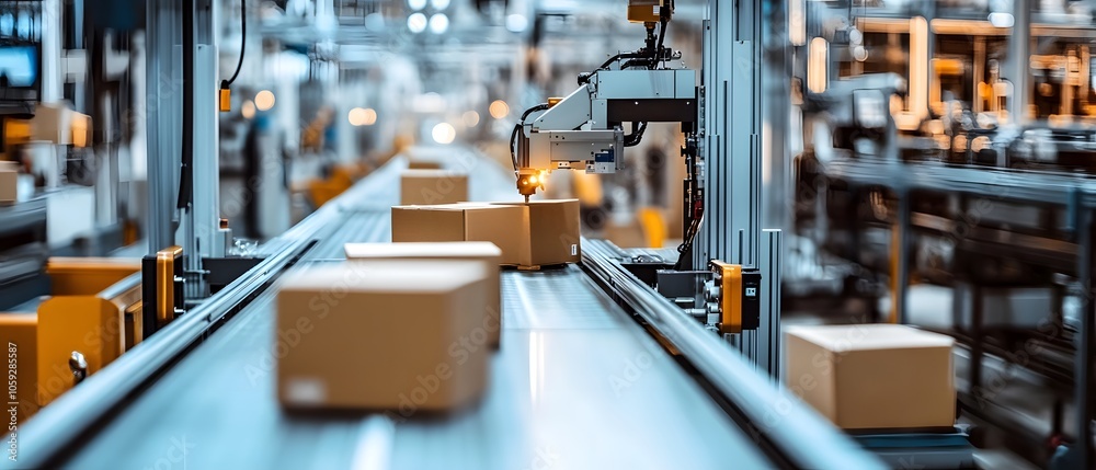 Aufkleber automated packaging process in a modern factory