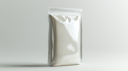Realistic 3D mockup of a vacuum-sealed bag for versatile packaging, isolated on a white background, perfect for a clean and professional social media presentation. High resolution Illustration, in