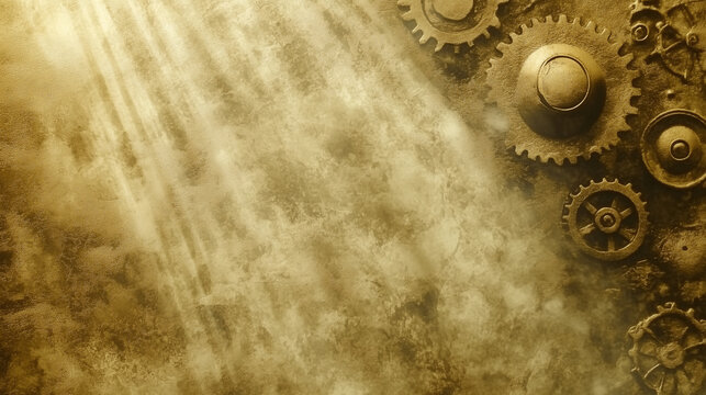 Gold steampunk themed background. AI Generated