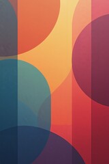 Vibrant abstraction featuring overlapping shapes in warm and cool tones that capture the essence of modern design