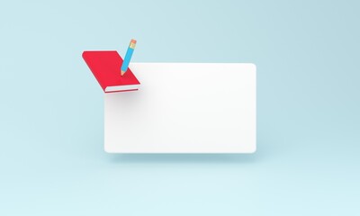 Minimalist Notebook and Pencil on Blank White Card