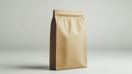 Detailed 3D mockup of a kraft paper bag for versatile packaging, isolated on a white background, ideal for a modern and professional social media presentation. High resolution Illustration, in the