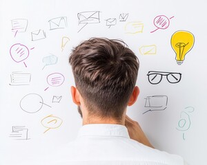 Designer mapping Agile workflow on whiteboard, Agile planning, creative task organization