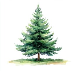 Fototapeta premium Watercolor Painting of Evergreen Pine Tree 