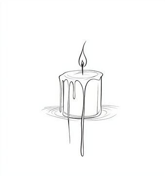 recommend clip art: Illustration of a burning twisted candle. One line drawing.