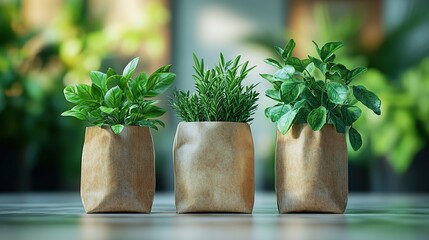 3D mockup of eco-friendly biodegradable packaging, isolated on a white background, offering a clean and modern look for social media presentations showcasing sustainability. High resolution