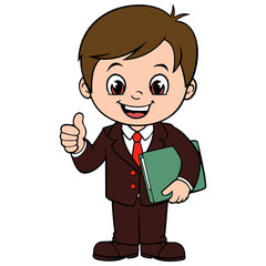 Cartoon businessman gives a thumbs up