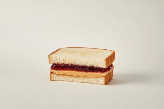 Side view of a homemade PB J sandwich