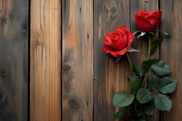 background for Valentine's Day on wooden boards with generative ai