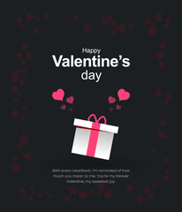 Valentine's day design. Realistic red gifts boxes. Open gift box full of decorative festive object. Holiday banner, web poster, flyer, stylish brochure greeting card