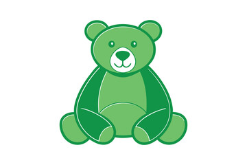 Green Teddy Bear Vector Illustration: Cute and Friendly Toy Icon for Kids, Gifts, and Whimsical Decor