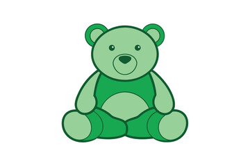 Green Teddy Bear Vector Illustration: Cute and Friendly Toy Icon for Kids, Gifts, and Whimsical Decor