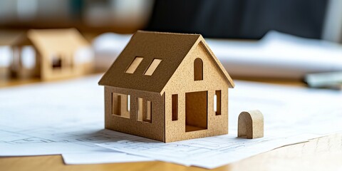 Urban Planning Office with Models and Blueprints for Low-Cost Housing Projects