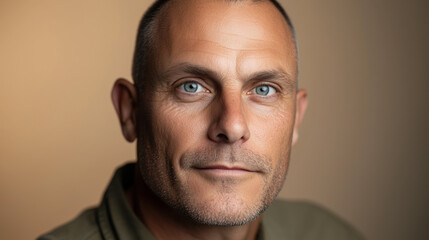 Obraz premium Confident Bald Man with Blue Eyes