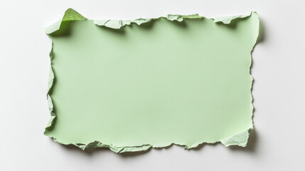Fototapeta premium Torn green paper on white background, creating soft, textured look