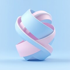 Pastel Geometric Abstract Composition in Light Blue and Pink