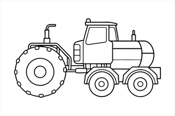 A modern tracktor line art vector illustration.