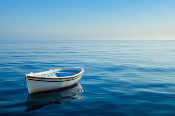Naklejka premium a small boat floating on top of a body of water