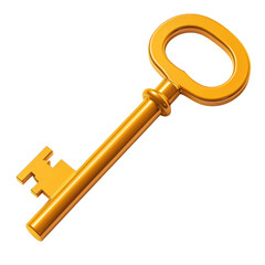 Golden Key on a White Background