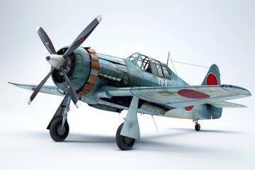 Fototapeta premium Japanese fighter plane Zero Fighter on a white background