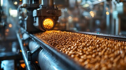 Roasted Nuts Conveyor Belt in a Food Production Facility