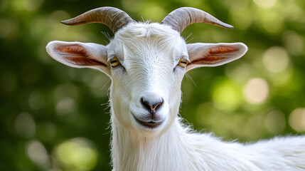 Obraz premium Close up of white goat with calm expression and soft fur