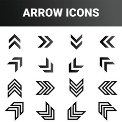 Simple minimalist directional arrow sign mark icons set design vector