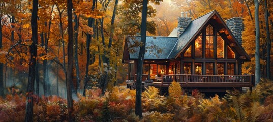 Columbus Day Getaway: Cozy Cabin in Autumn Woods for a Peaceful Retreat