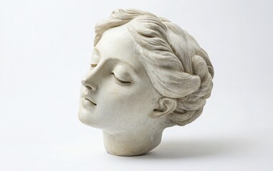 Obraz premium Elegant photograph of a plaster copy of Venus's head, positioned on a clean white background