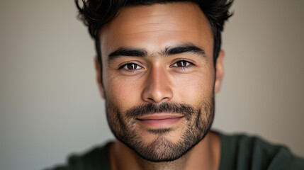 Smiling Man with Dark Hair and Friendly Look