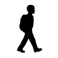 Silhouette of a boy with a school backpack - vector illustration