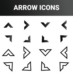 Simple minimalist directional arrow sign mark icons set design vector