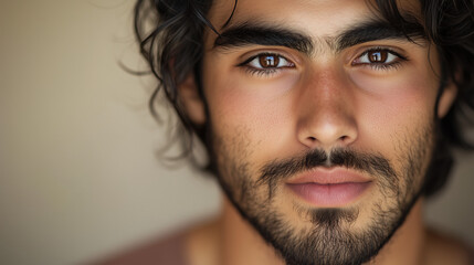 Obraz premium Young Man with Strong Gaze and Defined Features