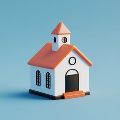 Charming Miniature House on a Vibrant Blue Background