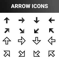 Simple minimalist directional arrow sign mark icons set design vector