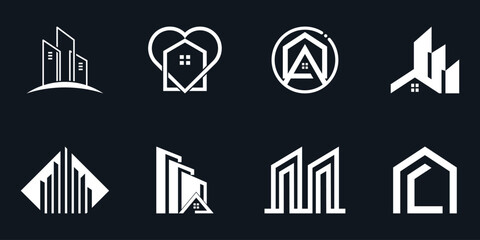 Real estate logo design collection template Premium Vector