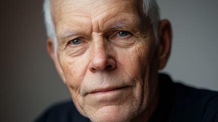 Older Man with Intense Gaze and White Hair