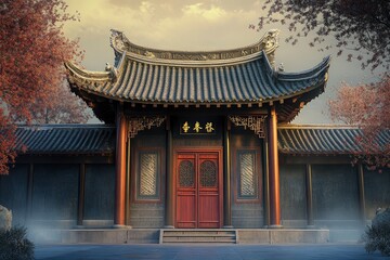 Fototapeta premium Chinese house with generative ai