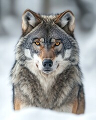 Majestic Gray Wolf in Winter Landscape