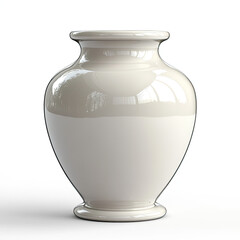Elegant white ceramic urn on a white isolated background.