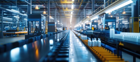 Fototapeta premium Futuristic Eco-Friendly Packaging Facility Producing Biodegradable Plastics for Sustainable Solutions