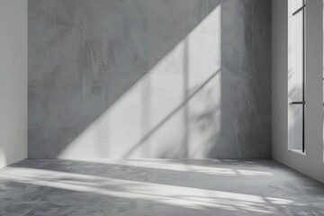 Gray background for product presentation with shadow and light from windows